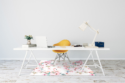 Office chair mat Flamingos flowers