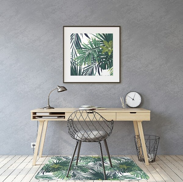 Office chair mat tropical leaves