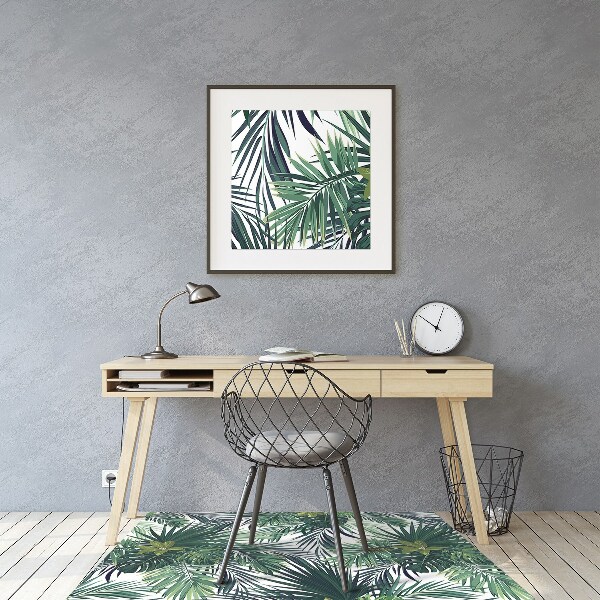 Office chair mat tropical leaves