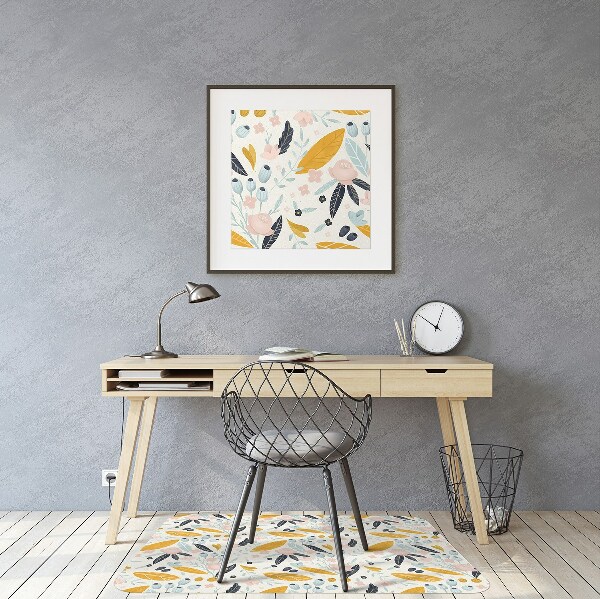 Chair mat floor panels protector pastel leaves