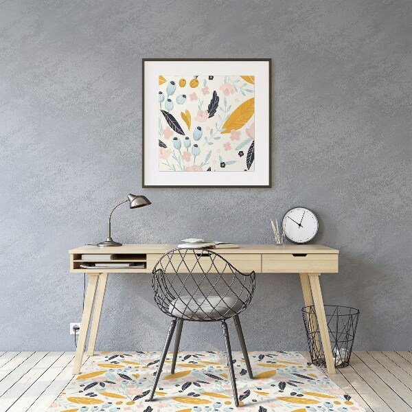 Chair mat floor panels protector pastel leaves