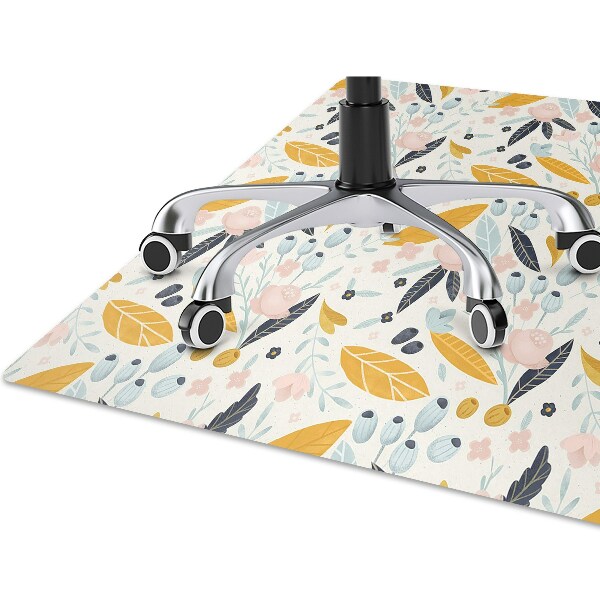 Chair mat floor panels protector pastel leaves