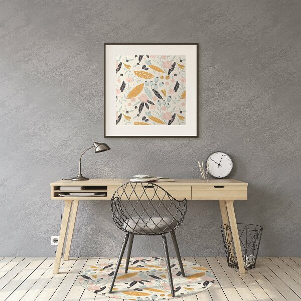 Chair mat floor panels protector pastel leaves