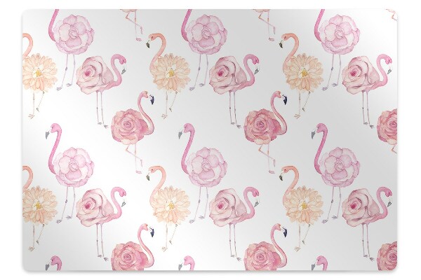 Office chair mat Flamingos and flowers