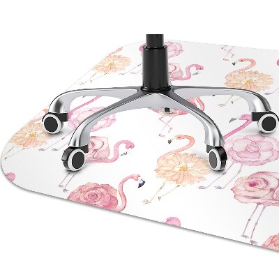 Office chair mat Flamingos and flowers