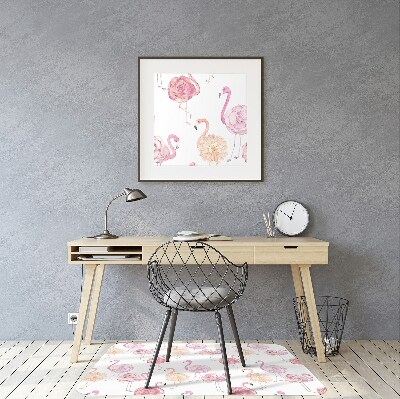 Office chair mat Flamingos and flowers