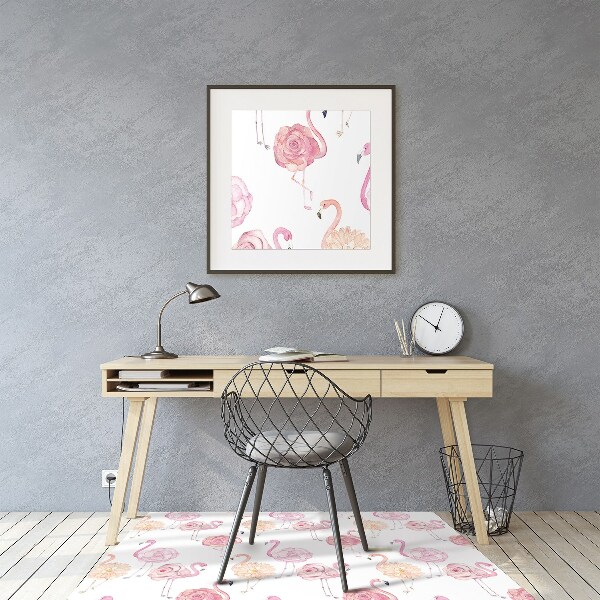 Office chair mat Flamingos and flowers