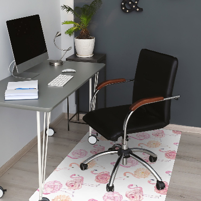 Office chair mat Flamingos and flowers