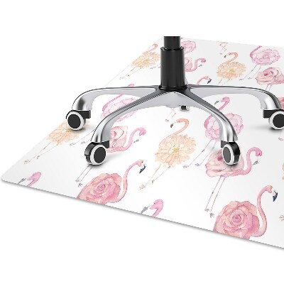 Office chair mat Flamingos and flowers