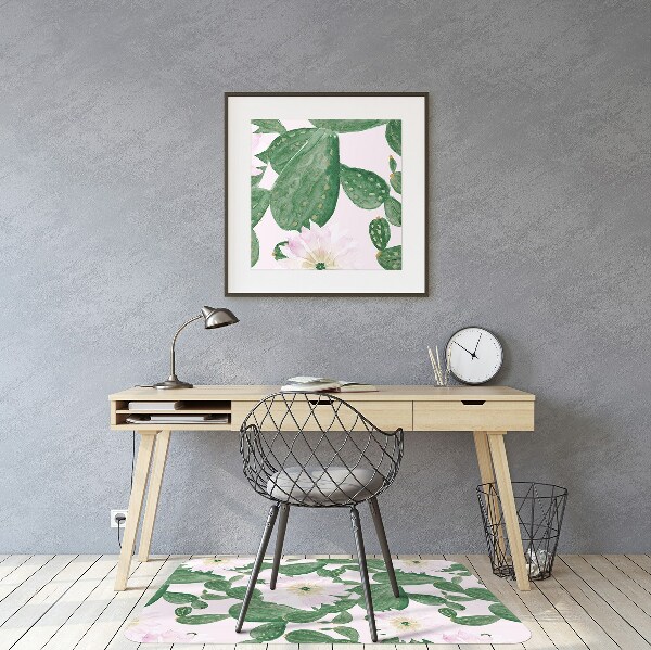 Chair mat floor panels protector flowering cacti