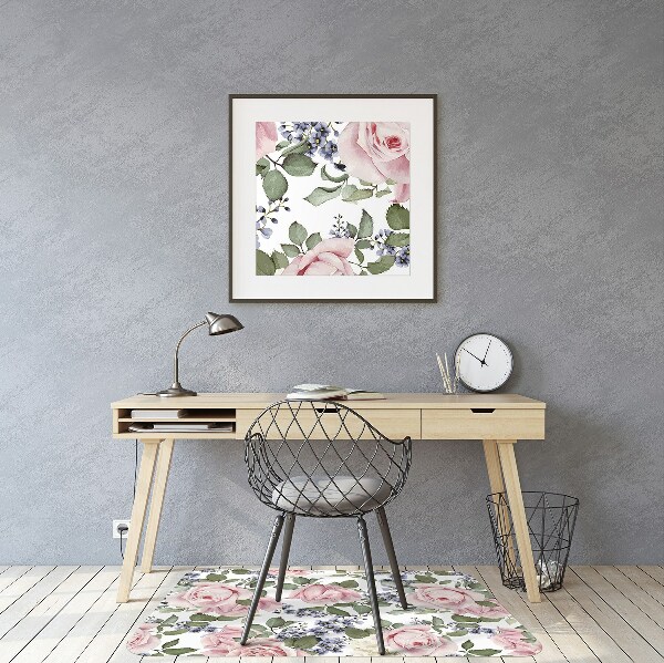 Desk chair mat Watercolor roses