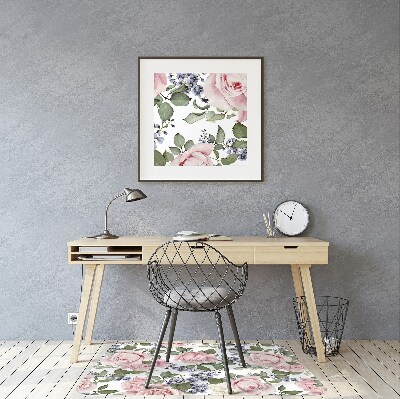 Desk chair mat Watercolor roses