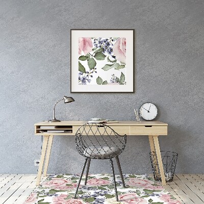 Desk chair mat Watercolor roses