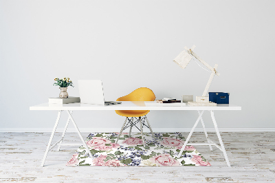 Desk chair mat Watercolor roses