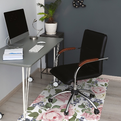 Desk chair mat Watercolor roses