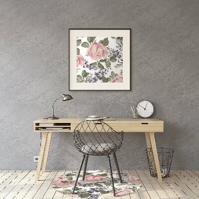 Desk chair mat Watercolor roses