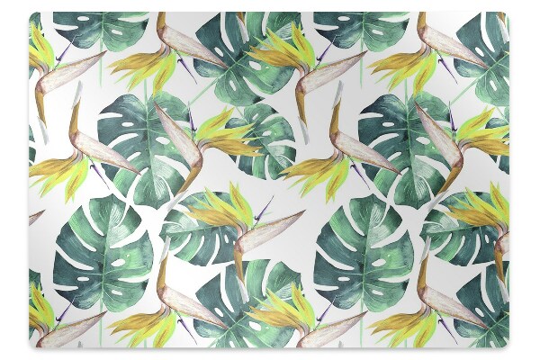 Office chair mat exotic leaves