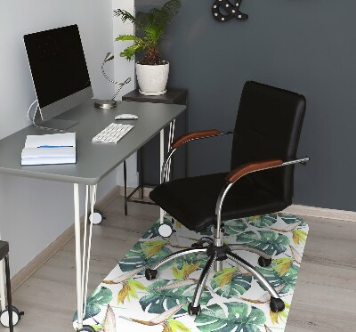 Office chair mat exotic leaves