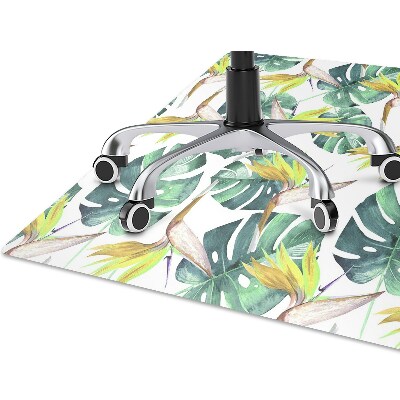 Office chair mat exotic leaves