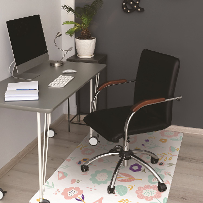 Office chair mat painted sparrows