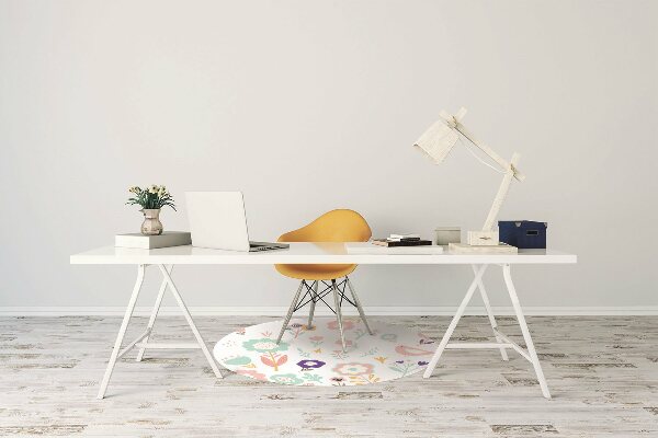 Office chair mat painted sparrows