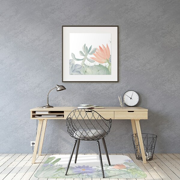 Office chair floor protector Cactus meadow