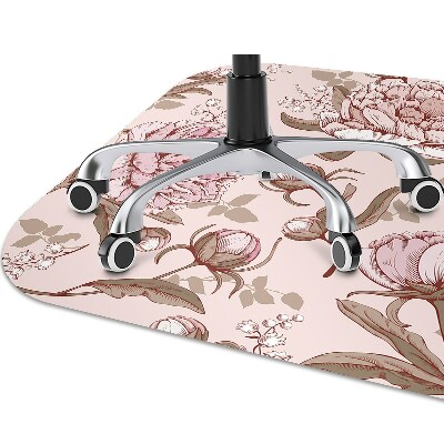 Office chair floor protector pink peonies