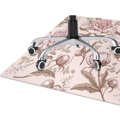 Office chair floor protector pink peonies