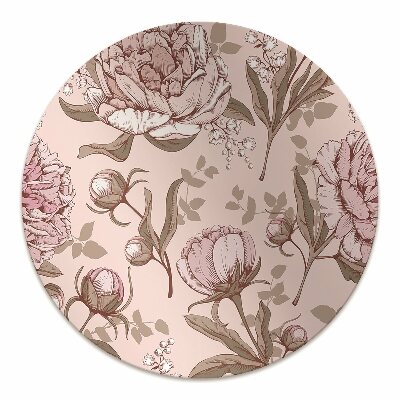 Office chair floor protector pink peonies