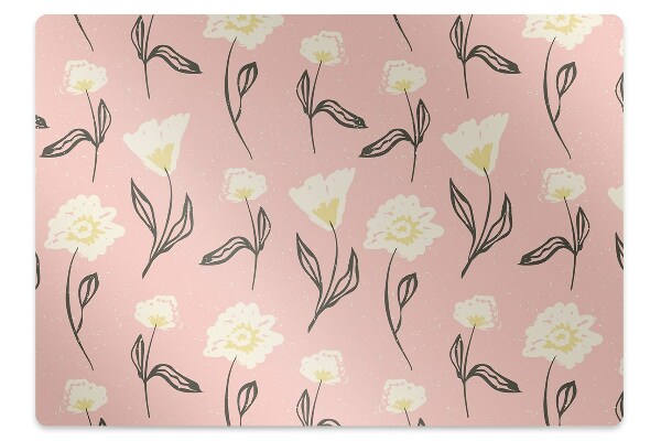 Chair mat floor panels protector delicate flowers