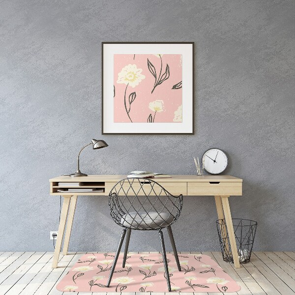 Chair mat floor panels protector delicate flowers