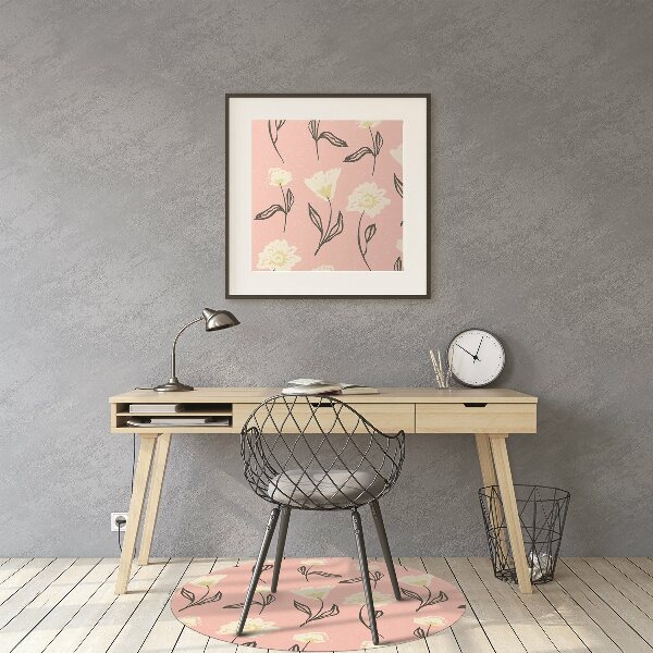 Chair mat floor panels protector delicate flowers
