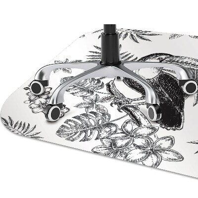 Computer chair mat Tropical black and white