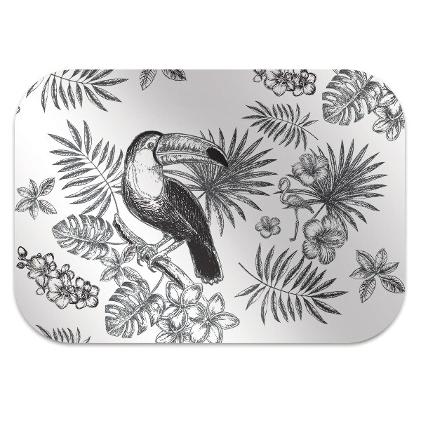 Computer chair mat Tropical black and white