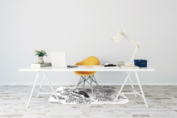 Computer chair mat Tropical black and white