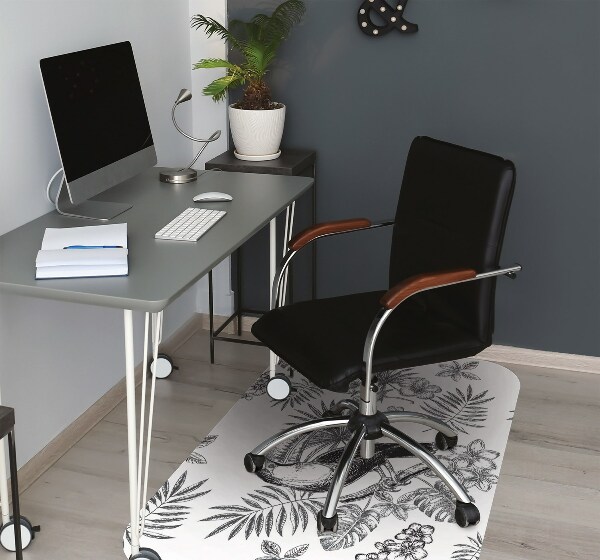 Computer chair mat Tropical black and white