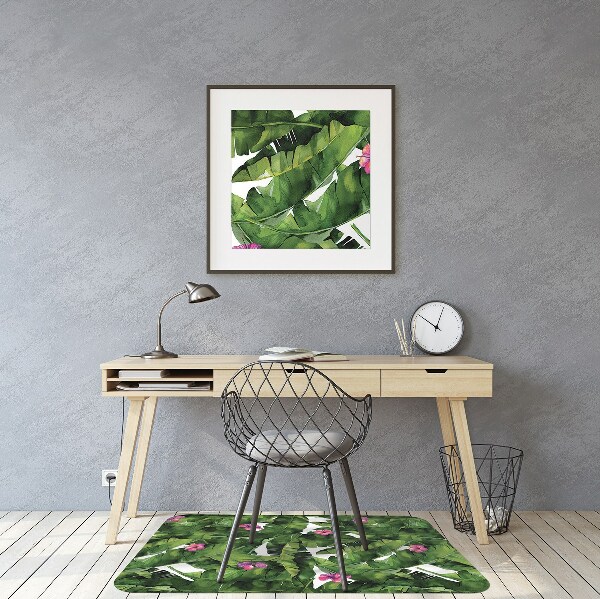 Office chair mat hibiscus