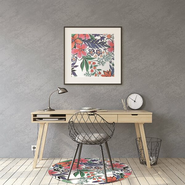 Office chair mat Colorful flowers