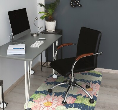 Office chair floor protector cactus flowers