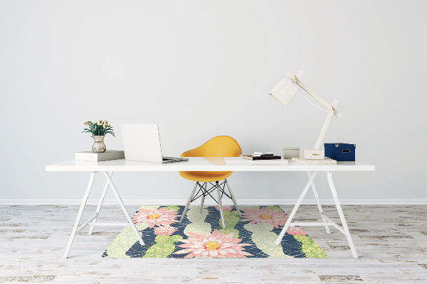 Office chair floor protector cactus flowers