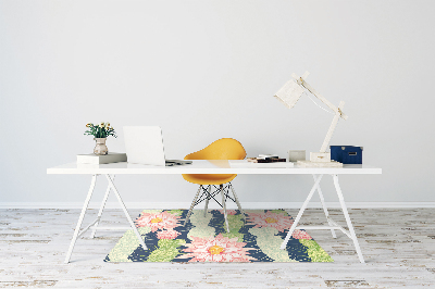 Office chair floor protector cactus flowers