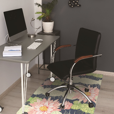 Office chair floor protector cactus flowers