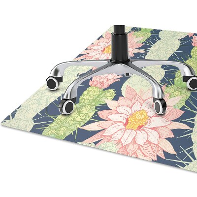 Office chair floor protector cactus flowers