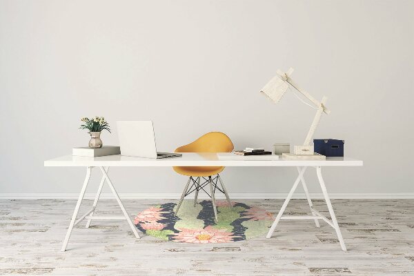 Office chair floor protector cactus flowers