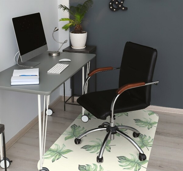 Office chair mat tropical leaves