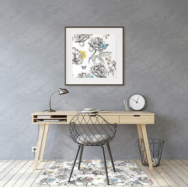 Office chair mat Butterflies