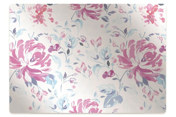 Chair mat floor panels protector purple flowers