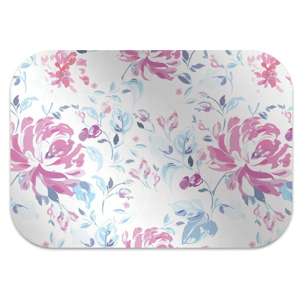 Chair mat floor panels protector purple flowers
