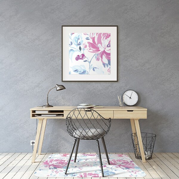 Chair mat floor panels protector purple flowers