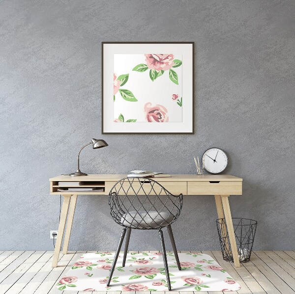 Chair mat floor panels protector pastel flowers